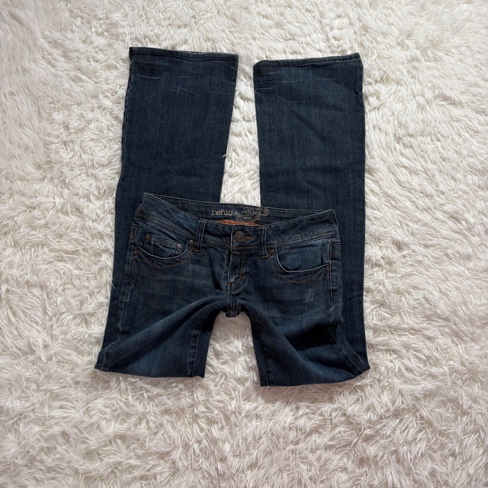 y2k medium wash low rise boot cut flare wide leg jeans size 7